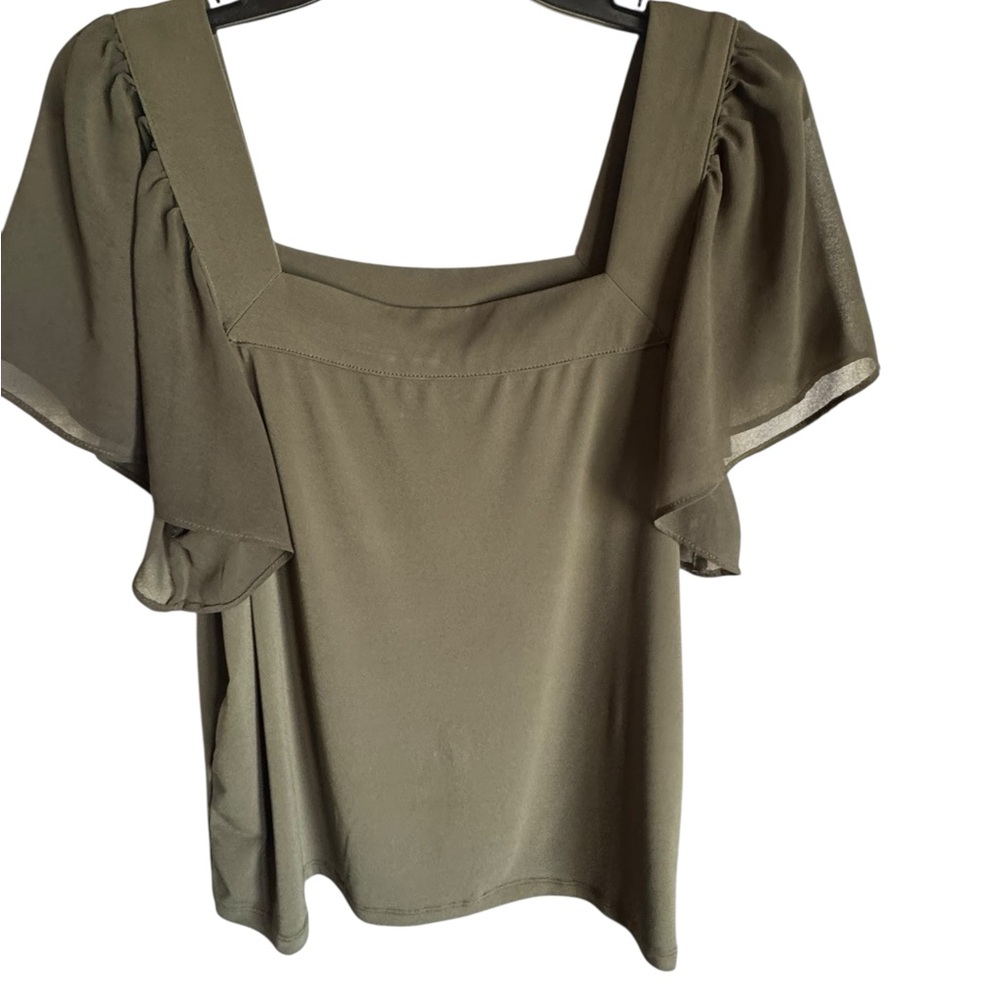 Calvin Klein Green Flutter Sleeve Blouse